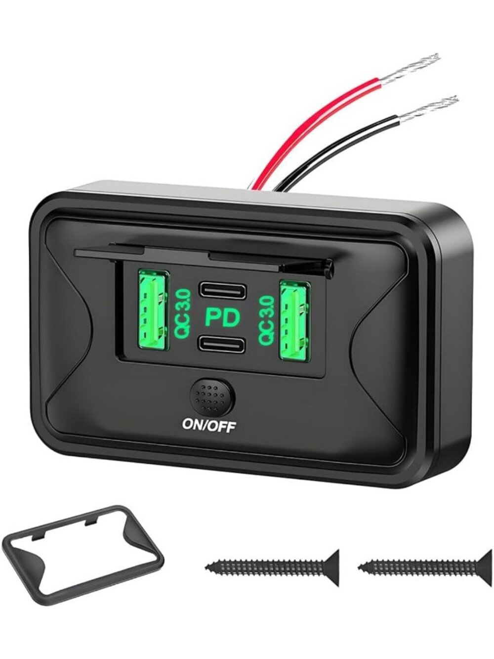 108W Car USB Outlet Panel, 4-Port Dual PD & QC3.0 Charger Socket for RVs